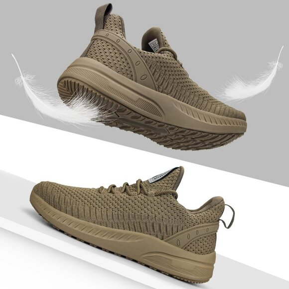 Brown Women's Tennis Running Shoes  Lightweight Walking Sneakers for Travel, Gym - Picture 4 of 6